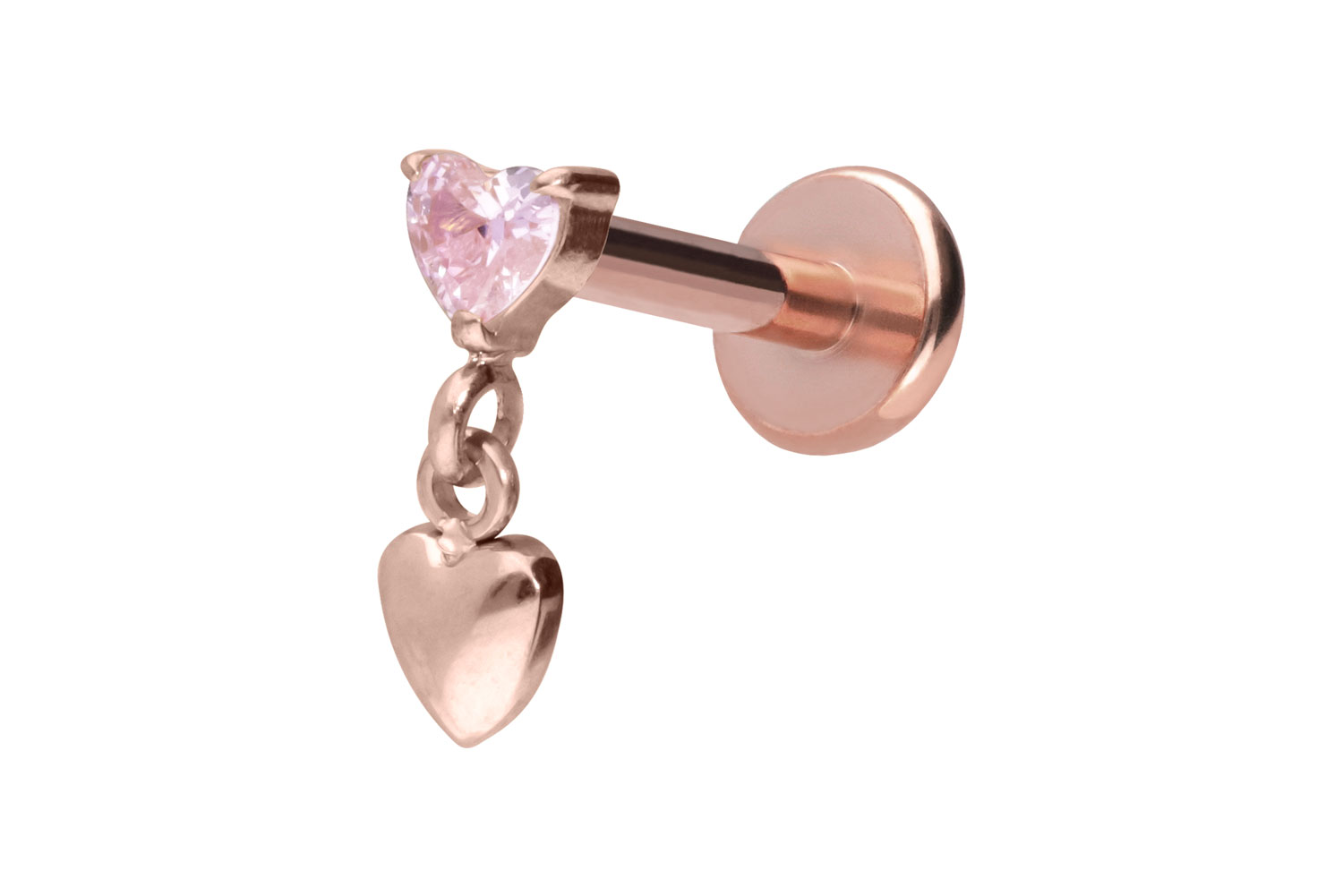 Titan Labret Piercing mit Push Fit 2 HERZEN